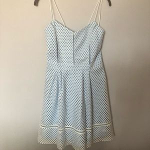 Blue and white mini dress with big skirt